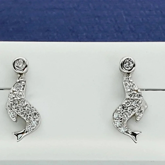 "925 Sterling Silver CZ Stud Earrings for Women/Girl, US925P1242 - Picture 1 of 8